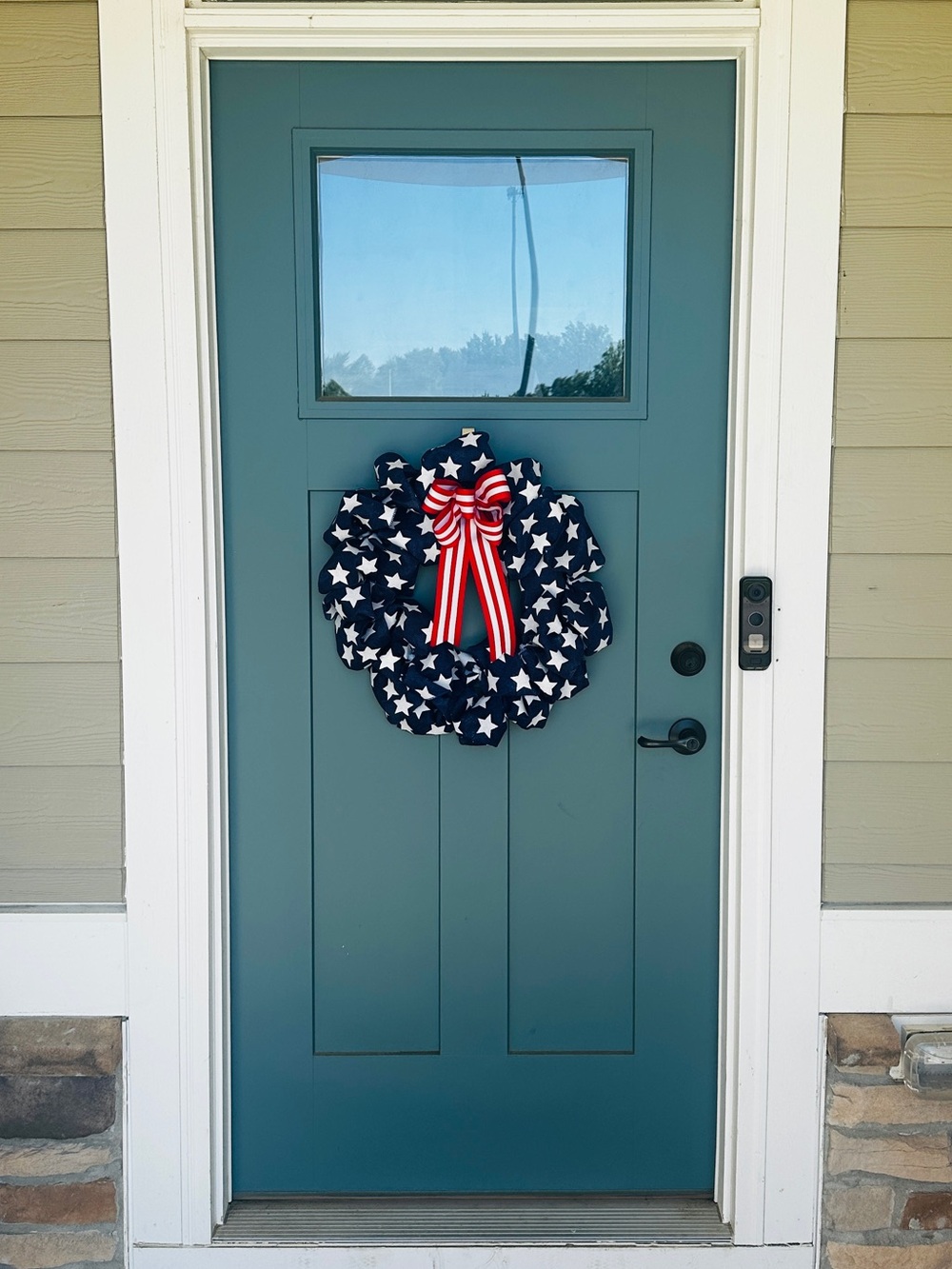Handmade Fourth of July Patriotic Stars & Stripes Americana Wreath Door Decor - Picture 5 of 6